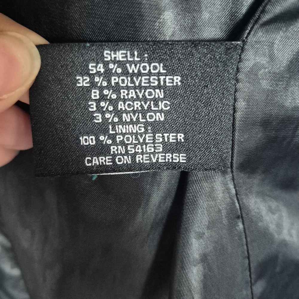 Vintage Guess Black Wool Pea Coat Womens Small Classic Minimalist Clean Girl - Picture 15 of 16